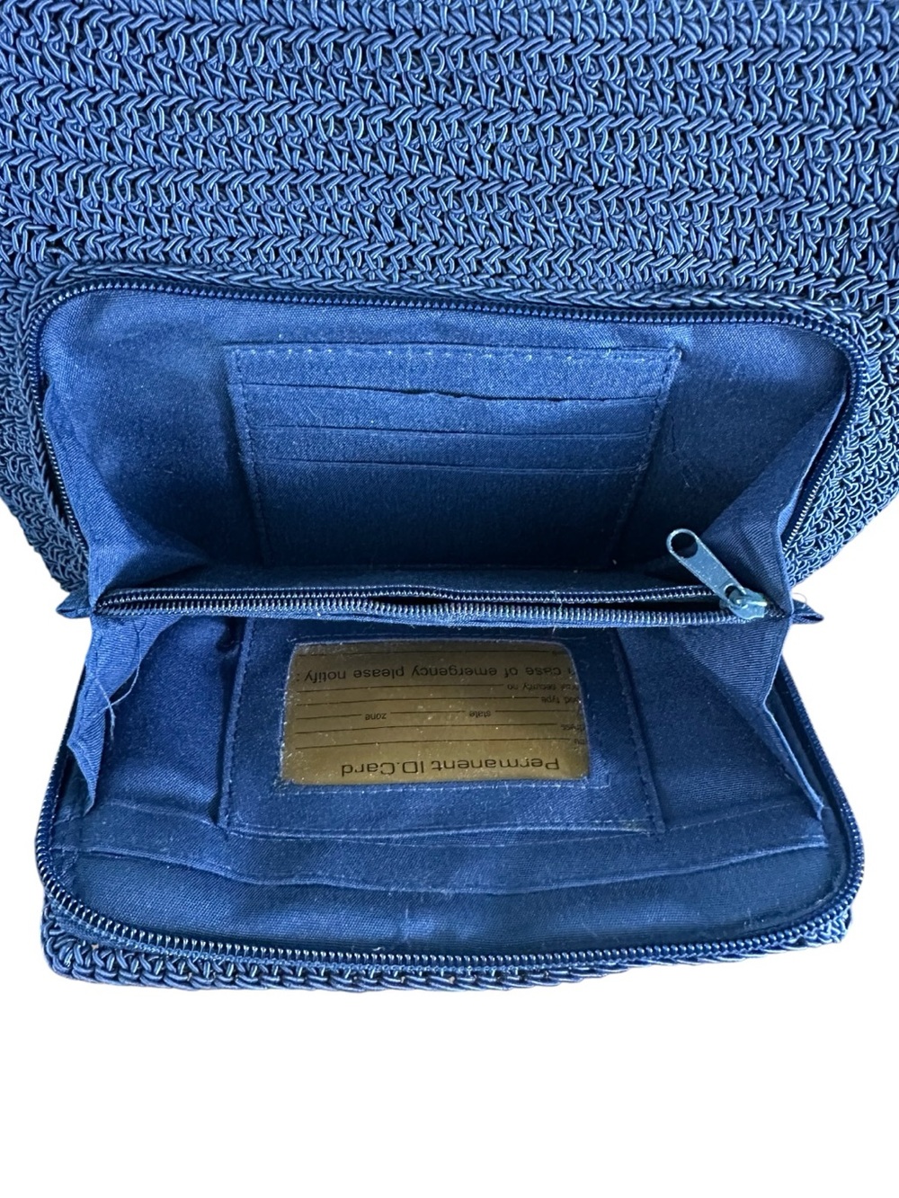 The Sak Navy Blue Crochet Crossbody Bag Beaded Studded Wallet Organizer - Picture 6 of 8